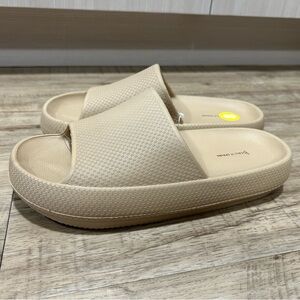 Call it Spring Beige Slide Sandals summer beach slip on capsule neutral